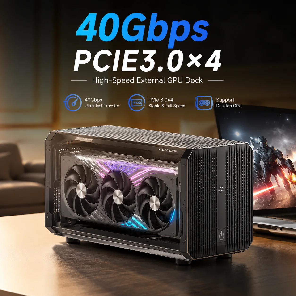 Thunderbolt 4 External Gpu Enclosure - Acasis 40Gbps eGPU Enclosure dengan Sakelar